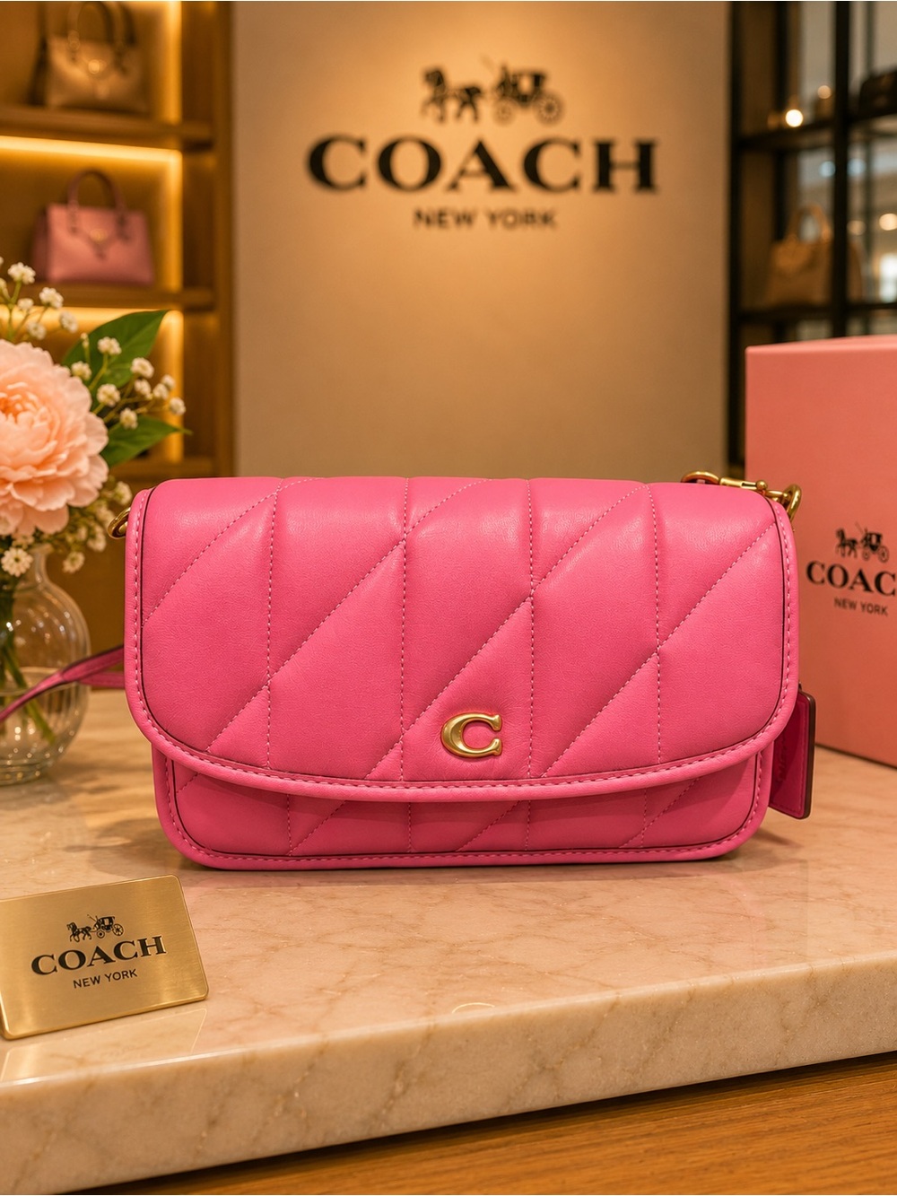 Coach Hayden Quilted Pillow Leather Crossbody Bag in Petunia Pink EUC